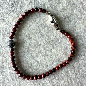 Stunning David Yurman Sterling Silver Memento Mori Bracelet in Tigers Eye